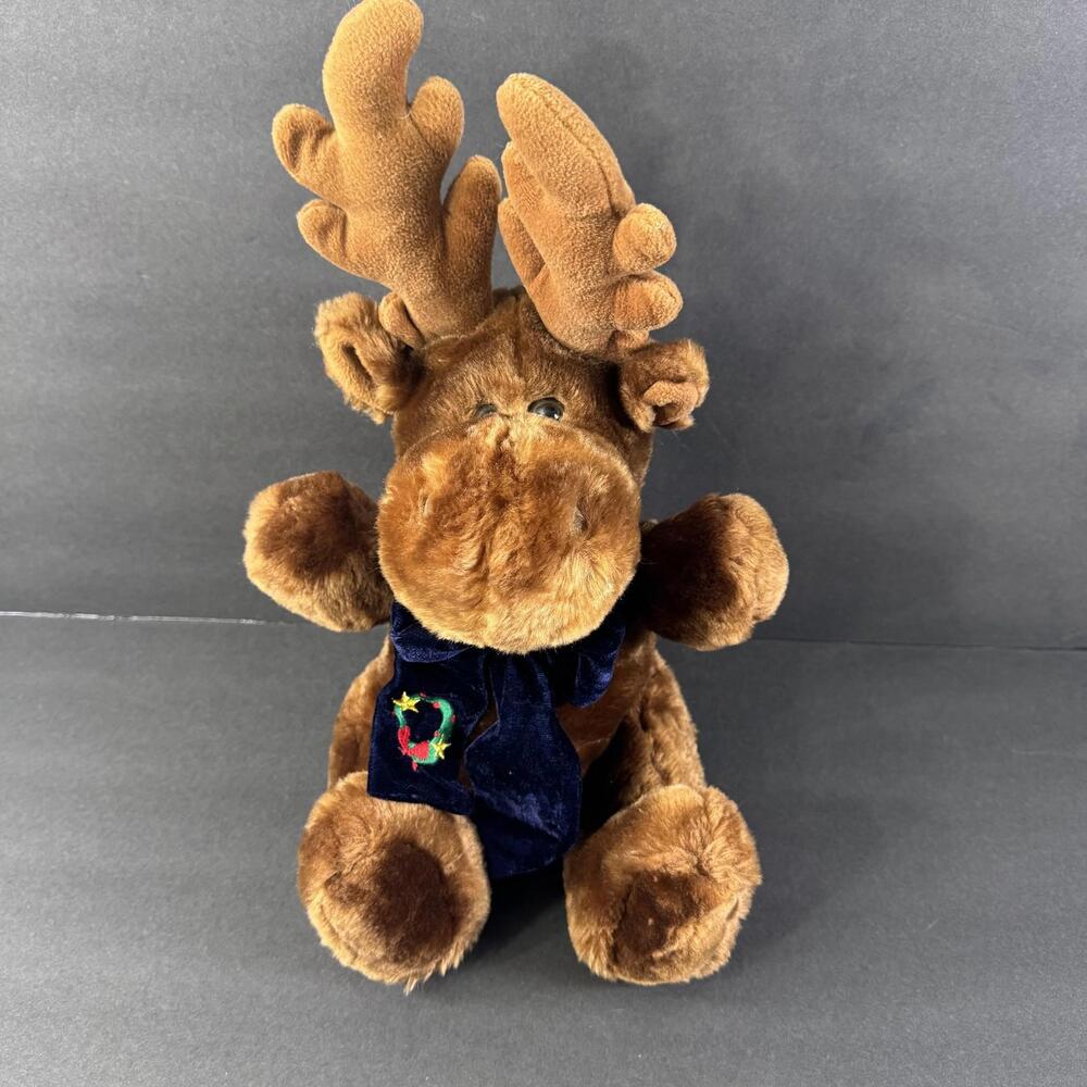 Dan Dee Collectors Choice Brown Moose Plush Stuffed Animal Christmas Scarf